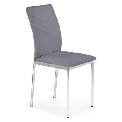 Krzesło do salonu ekoskóra szare noga metalowa chrom K137