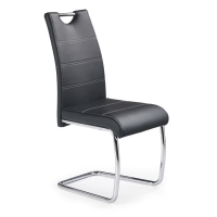 Krzesło na płozach ekoskóra czarne stal chrom K211