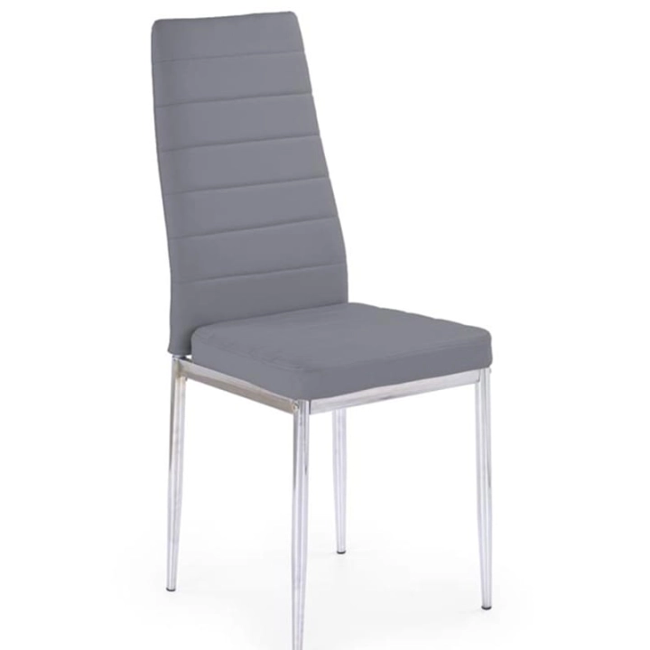 Krzesło do salonu ekoskóra szare nogi metalowe chrom K70C