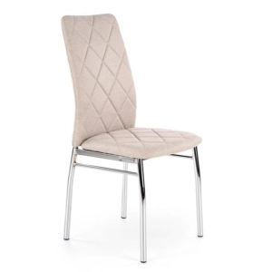 Krzesło do salonu ekoskóra beżowe jasne nogi stalowe chrom K309