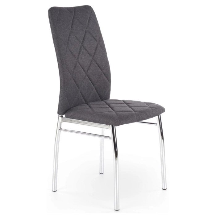 Krzesło do jadalni tapicerowane szare nogi metalowe chrom K309