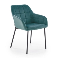 Krzesło do salonu pikowane welur butelkowa zieleń nogi czarne K305
