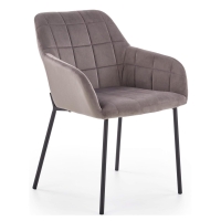 Krzesło tapicerowane pikowane szare nogi czarne metal K305