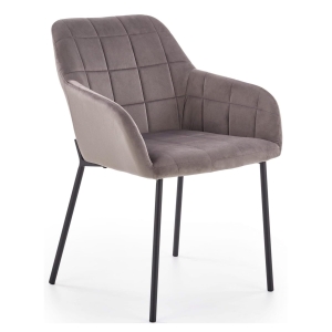 Krzesło tapicerowane pikowane szare nogi czarne metal K305