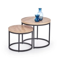 Zestaw dwa industrialne stoliki kawowe dąb san remo czarny HLORE