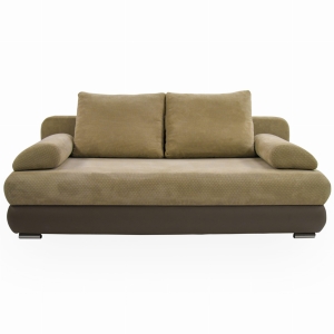 Kanapa rozkładana KXIW z funkcją spania beżowa brązowa ekoskóra 205x100 cm