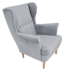 Fotel uszak pikowany wypoczynkowy do salonu szary KXKO