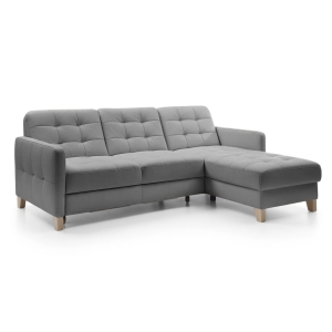 Narożnik z funkcją spania GCELI szary prawostronny 217x157 cm