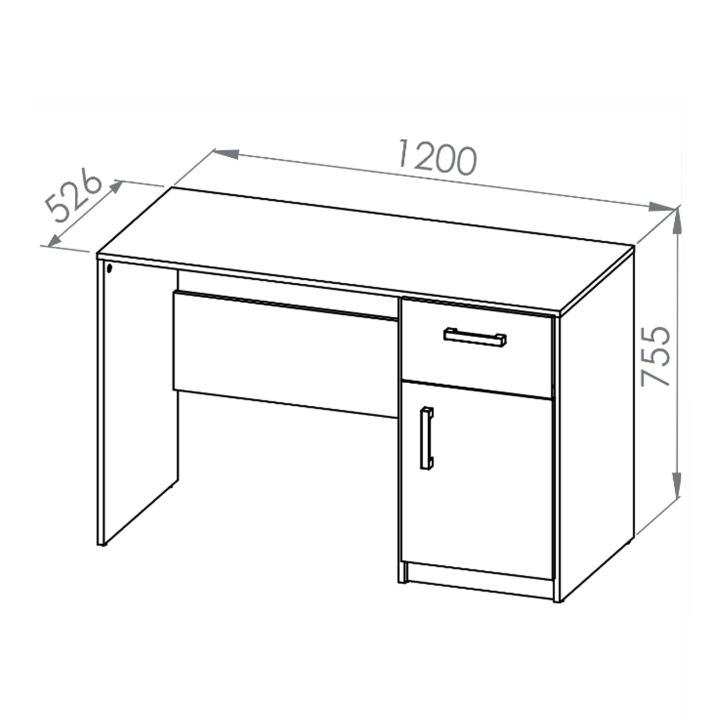Biurko MNFI 120 cm biało-szare wymiary