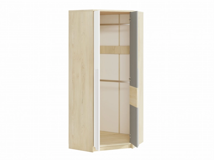 Szafa narożna dwudrzwiowa 82x82cm Buk Fjord+Biały szara platyna MNDR-01