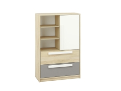 Komoda jednodrzwiowa z dwoma szulfladami NORDO Buk Fjord+Biały szara platyna