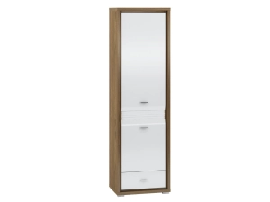 Bieliźniarka / szafa słupek MIRANDA 2D orzech / biały połysk 60 cm