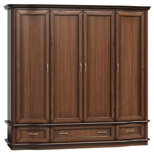 Duża szafa czterodrzwiowa z szufladami orzech 225cm RAVELLO