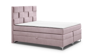 Łóżko różowe RPMAL 180x200 cm z pojemnikiem, materacem i topperem