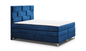 Łóżko niebieskie RPMAL 140x200 cm z pojemnikiem, materacem i topperem