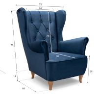 Fotel wypoczynkowy FOAL granatowy wymiary