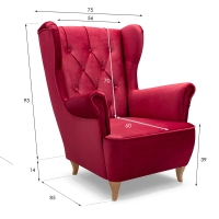 Fotel uszak wypoczynkowy do salonu czerwony FOAL