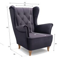 Fotel uszak wypoczynkowy do salonu czarny FOAL