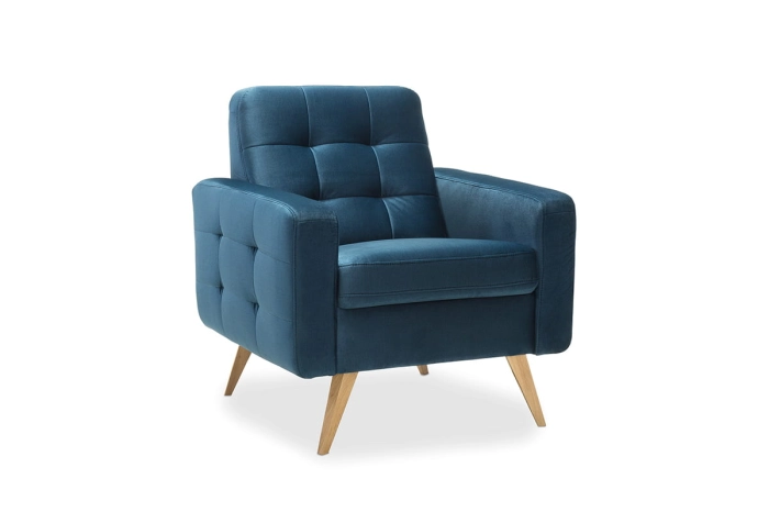 Fotel wypoczynkowy do salonu pikowany granatowy 81 cm GCNAP