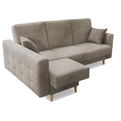 Narożnik z funkcją spania RACHEL brązowy lewy  225x158 cm