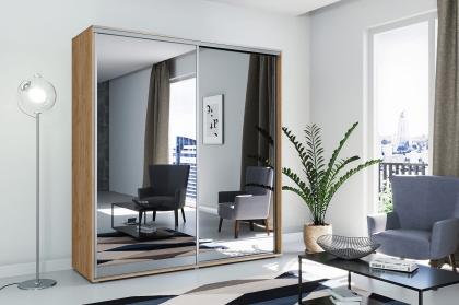 Szafa przesuwna A1 100-215 cm kraft złoty wnętrze Olivier salon