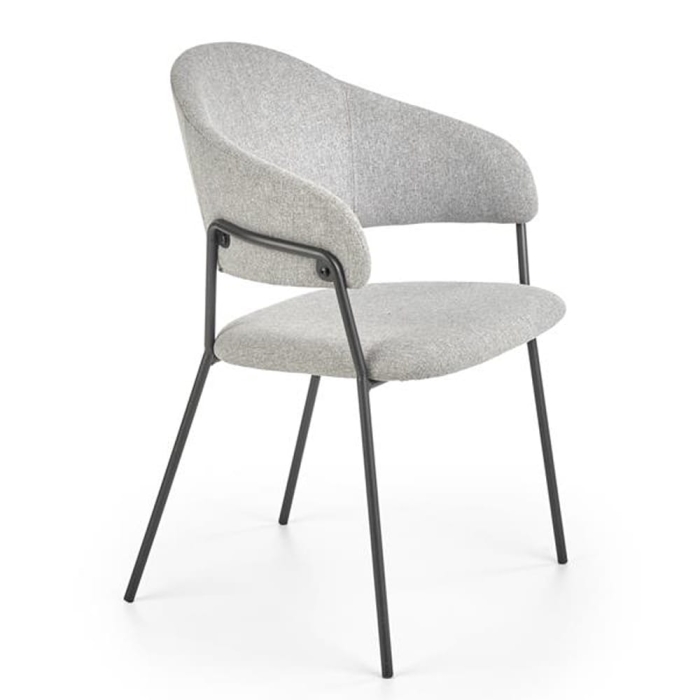 Krzesło do salonu tapicerowane szare nogi metalowe czarne K359