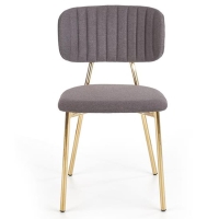 Krzesło tapicerowane ciemny popiel nogi złota stal K362