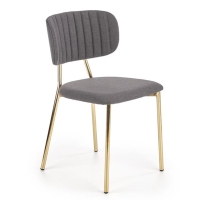 Krzesło do salonu tapicerowane ciemny szary nogi złote stal K362