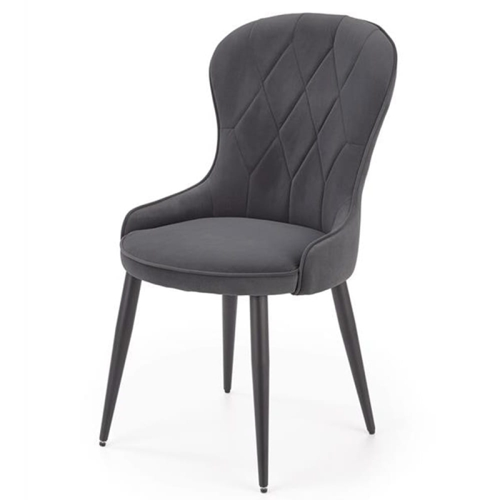 Krzesło do salonu pikowane welur szare nogi czarne K366