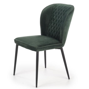 Krzesło pikowane welur butelkowa zieleń nogi czarne K399