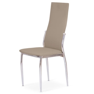 Krzesło kuchenne eko-skóra cappuccino nogi metalowe chrom