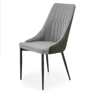 Krzesło do salonu tapicerowane szare metalowe czarne