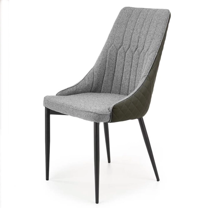 Krzesło do salonu tapicerowane szare metalowe czarne