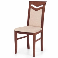 Krzesło do salonu tapicerowane beżowe drewniane czereśnia