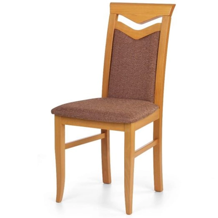 Krzesło do salonu tapicerowane brązowe drewniane olcha