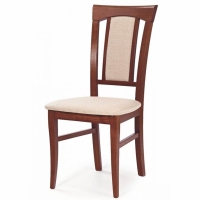 Krzesło do salonu tapicerowane drewniane czereśnia beżowe