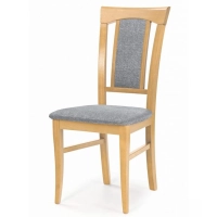Krzesło do salonu drewniane tapicerowane szare dąb miodowy