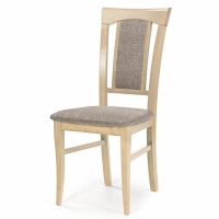 Krzesło do salonu drewniane tapicerowane szare dąb sonoma