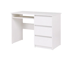Biurko MEXO z szufladami i schowkiem na klawiaturę Białe 110 cm