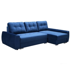 Narożnik granatowy ANFUENA prawy z funkcją spania 250x151 cm