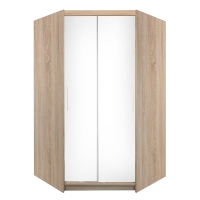 Szafa narożna przesuwna dwudrzwiowa biała dąb sonoma 130cm Fasty