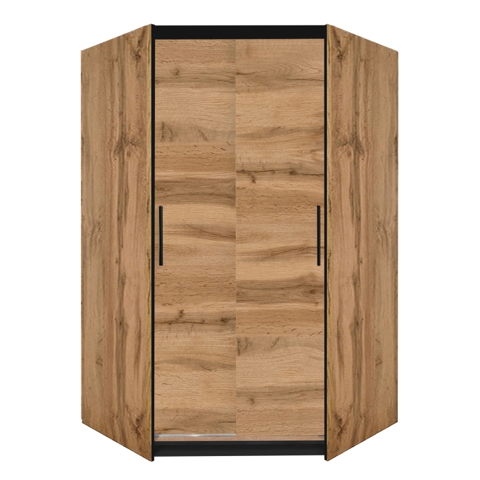 Szafa narożna przesuwna dwudrzwiowa 130cm dąb wotan Fasty