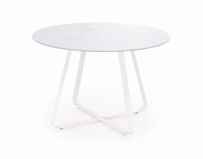 Stół okrągły szklany ze stelażem biały 115cm LOOPER