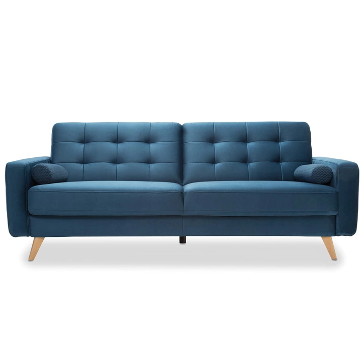 sofa-na-nóżkach-do-spania-granatowa-222cm