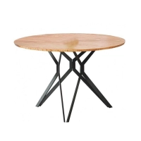 Stół okrągły loft 120 cm dąb złoty nogi metalowe czarne