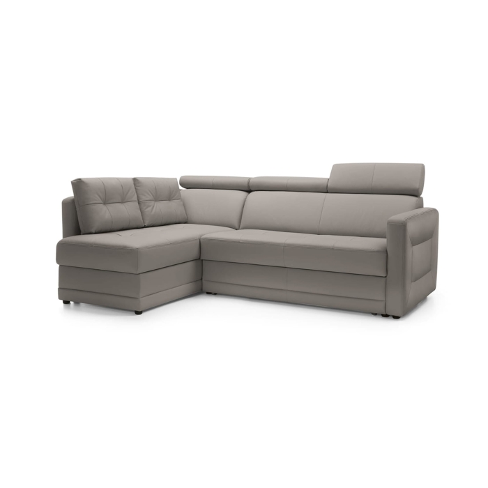 Narożnik Eden z funkcją spania, szara skóra, lewy.jpg