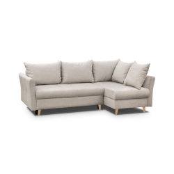 Narożnik z funkcją spania prawy RPNI beżowy 148x233 cm