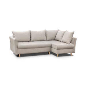 Narożnik z funkcją spania prawy RPNI beżowy 148x233 cm