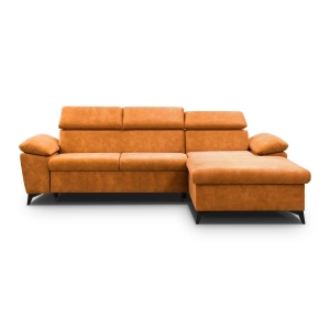 Narożnik z funkcją spania prawy RPCOL rudy 274x192 cm