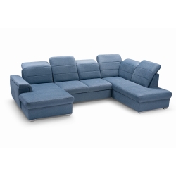 Narożnik RPBER U z funkcją spania lewostronny niebieski 320x199 cm